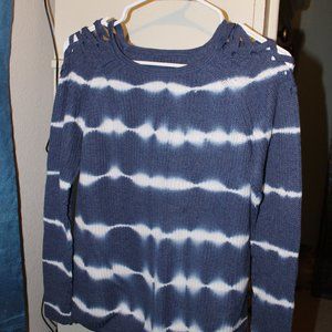 Braeve blue and white tie-dye, knit sweater